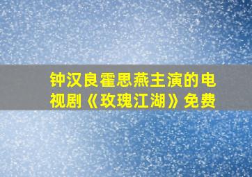 钟汉良霍思燕主演的电视剧《玫瑰江湖》免费