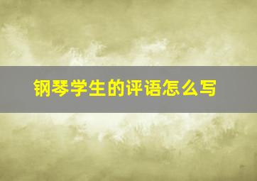 钢琴学生的评语怎么写