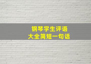 钢琴学生评语大全简短一句话