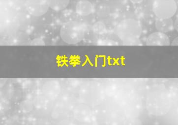 铁拳入门txt