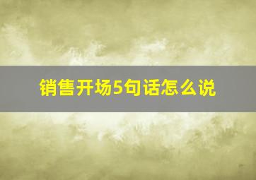 销售开场5句话怎么说