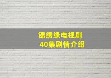 锦绣缘电视剧40集剧情介绍