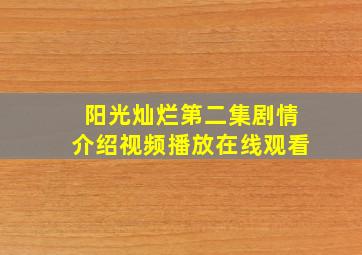 阳光灿烂第二集剧情介绍视频播放在线观看