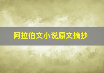 阿拉伯文小说原文摘抄