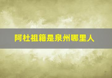 阿杜祖籍是泉州哪里人