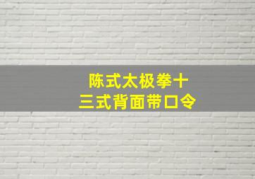 陈式太极拳十三式背面带口令