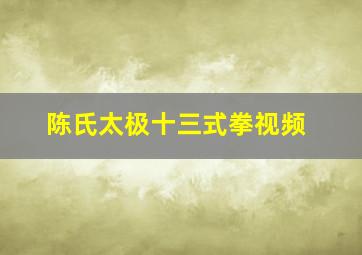 陈氏太极十三式拳视频