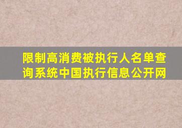 限制高消费被执行人名单查询系统中国执行信息公开网