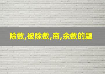 除数,被除数,商,余数的题