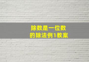 除数是一位数的除法例1教案