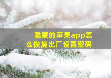 隐藏的苹果app怎么恢复出厂设置密码