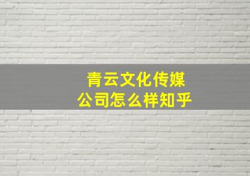 青云文化传媒公司怎么样知乎