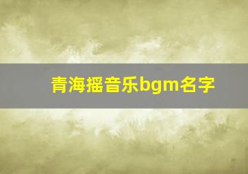 青海摇音乐bgm名字