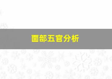 面部五官分析