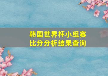 韩国世界杯小组赛比分分析结果查询