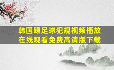 韩国踢足球犯规视频播放在线观看免费高清版下载