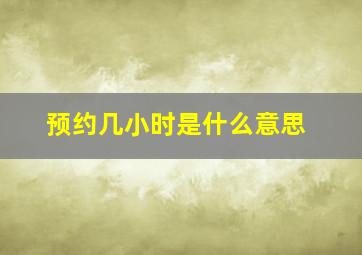 预约几小时是什么意思