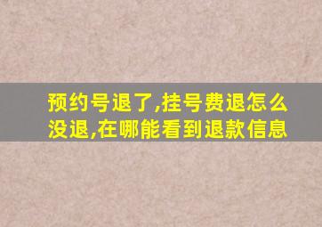 预约号退了,挂号费退怎么没退,在哪能看到退款信息