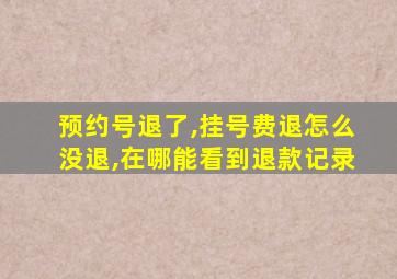 预约号退了,挂号费退怎么没退,在哪能看到退款记录