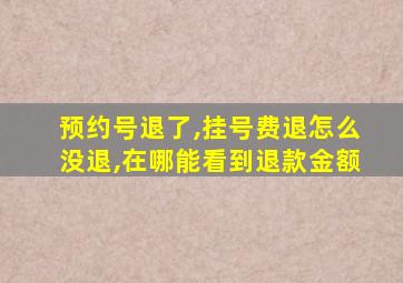 预约号退了,挂号费退怎么没退,在哪能看到退款金额