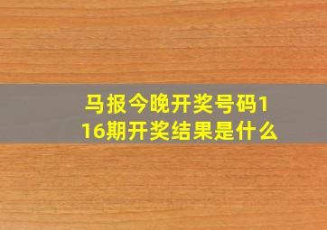 马报今晚开奖号码116期开奖结果是什么