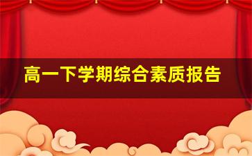 高一下学期综合素质报告