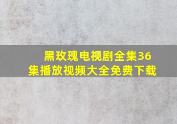 黑玫瑰电视剧全集36集播放视频大全免费下载