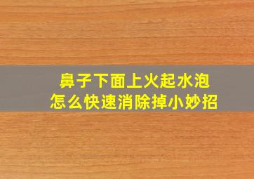 鼻子下面上火起水泡怎么快速消除掉小妙招