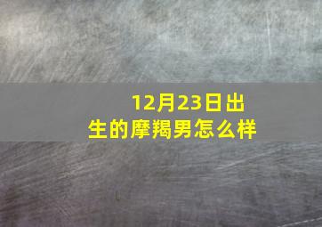 12月23日出生的摩羯男怎么样