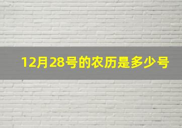 12月28号的农历是多少号