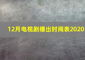 12月电视剧播出时间表2020