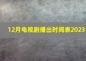 12月电视剧播出时间表2023