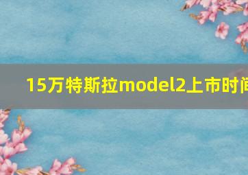 15万特斯拉model2上市时间