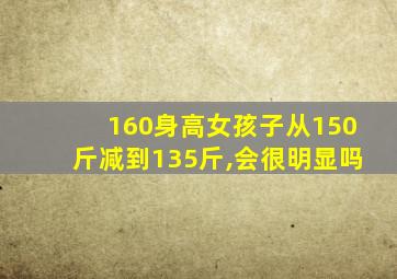 160身高女孩子从150斤减到135斤,会很明显吗