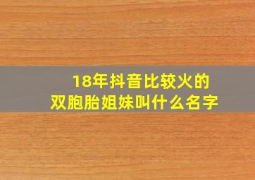 18年抖音比较火的双胞胎姐妹叫什么名字