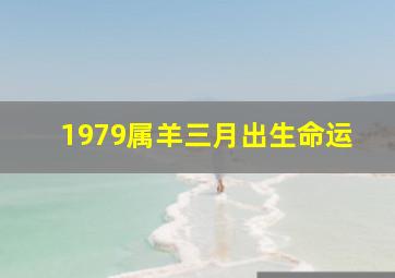 1979属羊三月出生命运