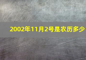 2002年11月2号是农历多少