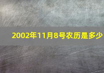 2002年11月8号农历是多少