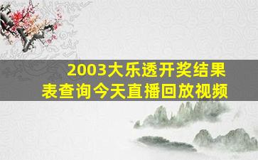 2003大乐透开奖结果表查询今天直播回放视频