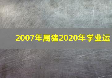 2007年属猪2020年学业运