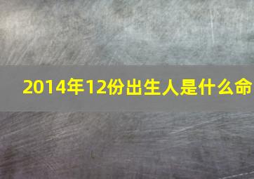 2014年12份出生人是什么命