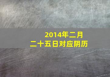 2014年二月二十五日对应阴历