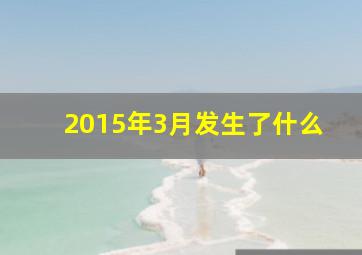 2015年3月发生了什么