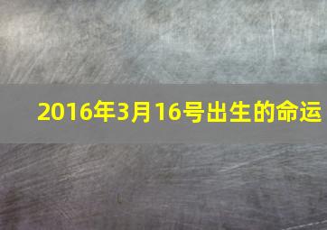 2016年3月16号出生的命运