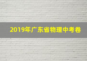 2019年广东省物理中考卷