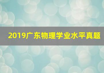 2019广东物理学业水平真题