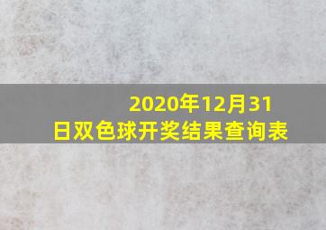 2020年12月31日双色球开奖结果查询表