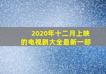 2020年十二月上映的电视剧大全最新一部