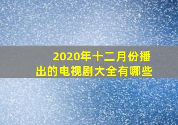 2020年十二月份播出的电视剧大全有哪些