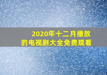 2020年十二月播放的电视剧大全免费观看